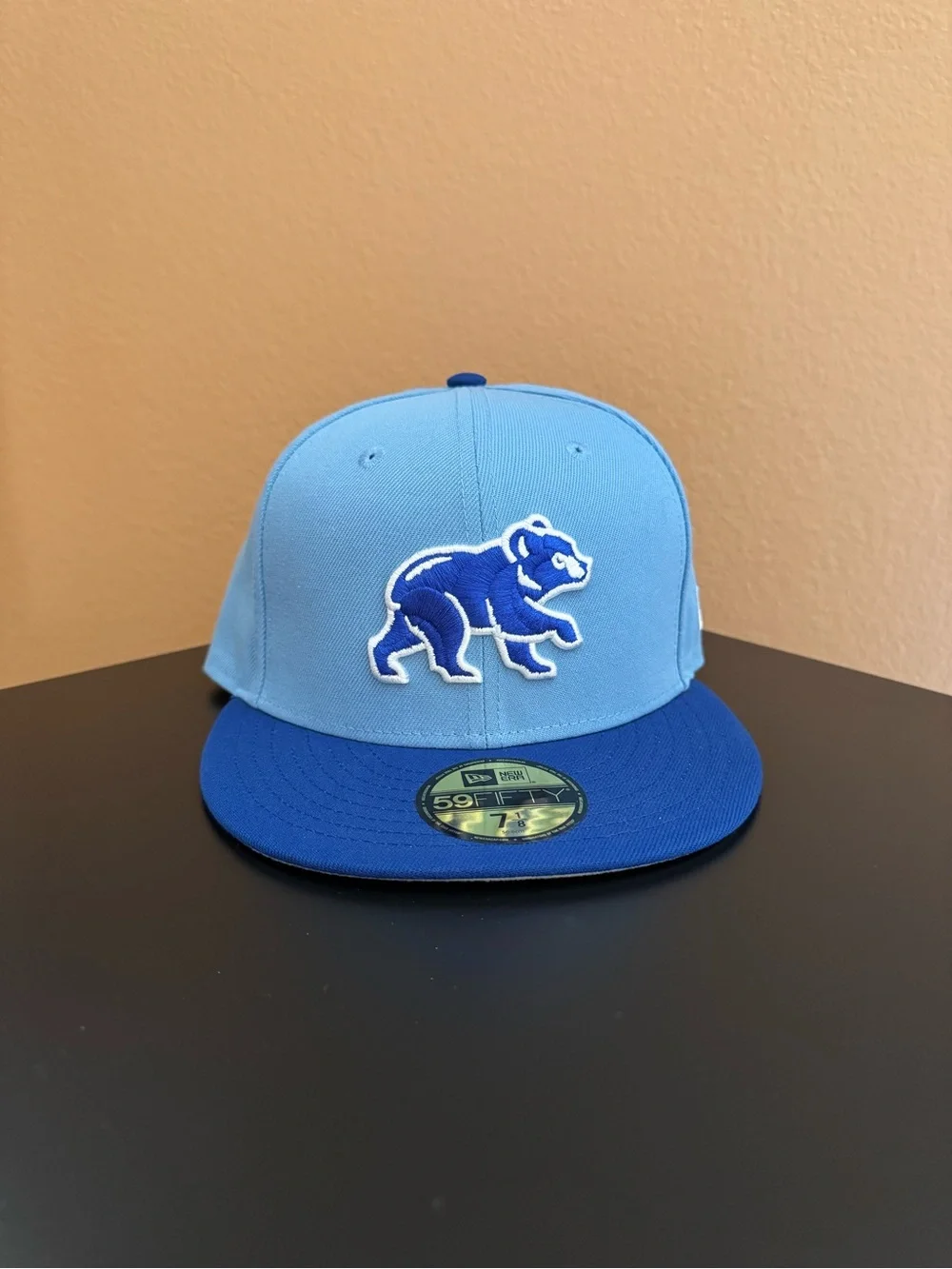 New Era Light Blue Chicago Cubs Hat with Blue Bear Patch 59FIFTY Cap
